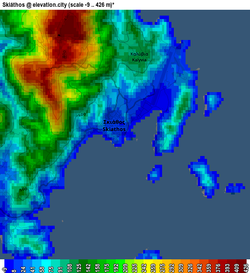 Skiáthos elevation map