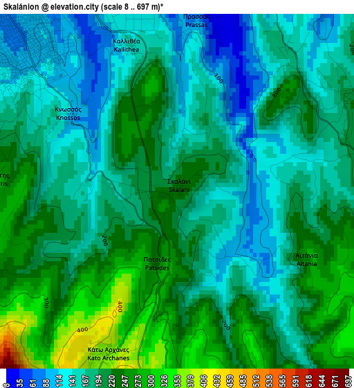 Skalánion elevation map