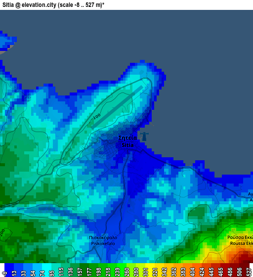 Sitia elevation map