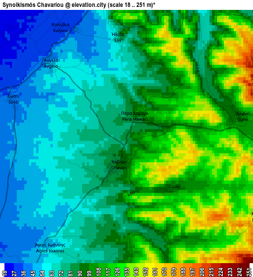 Synoikismós Chavaríou elevation map