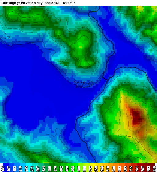 Ourtzagh elevation map