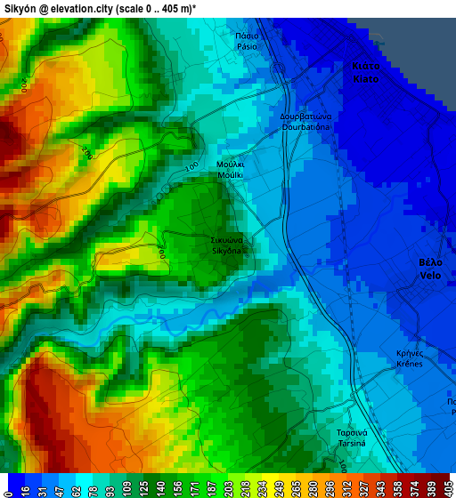 Sikyón elevation map