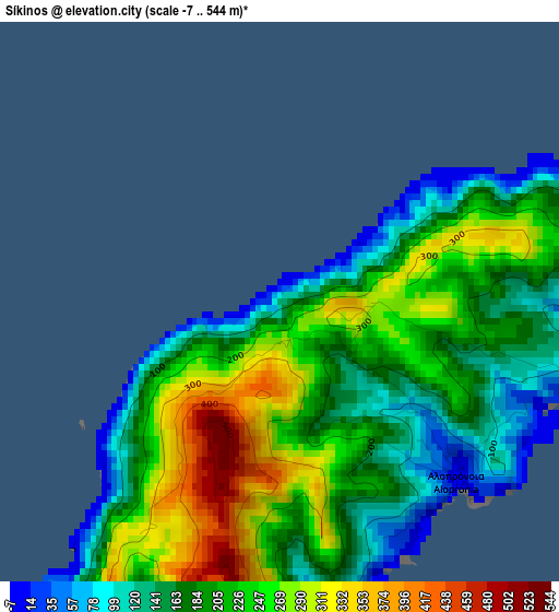 Síkinos elevation map