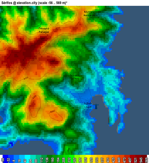 Sérifos elevation map