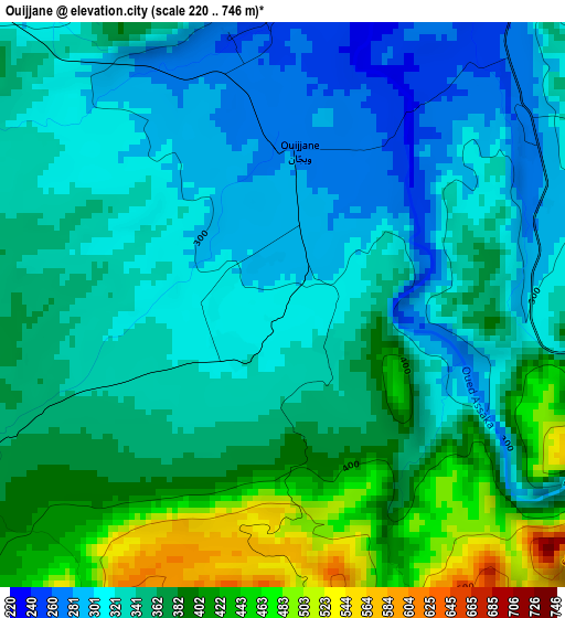 Ouijjane elevation map