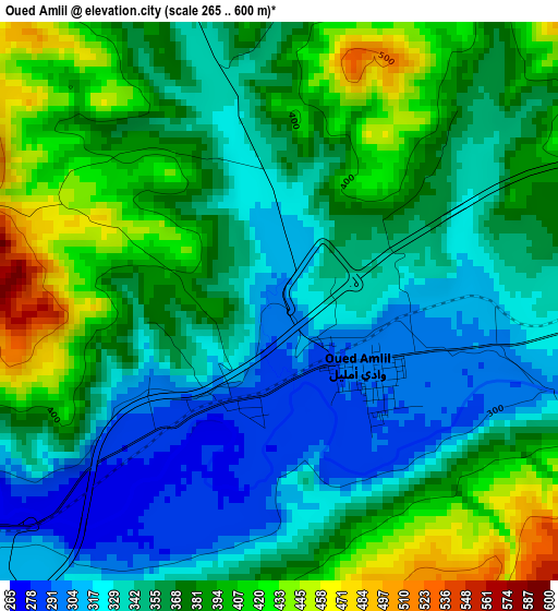 Oued Amlil elevation map