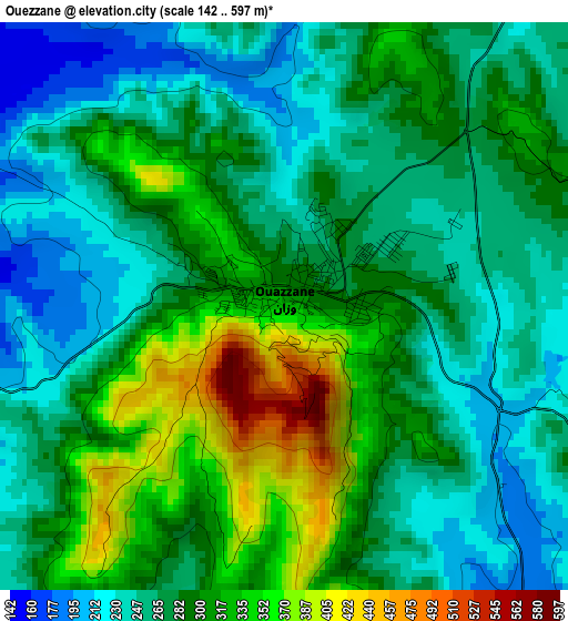 Ouezzane elevation map