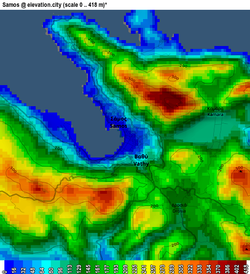 Samos elevation map