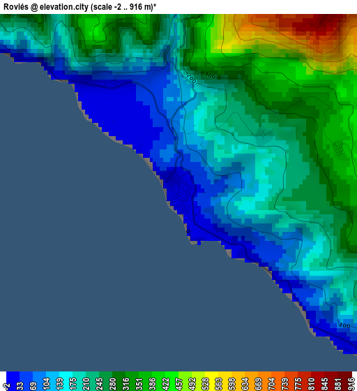 Roviés elevation map