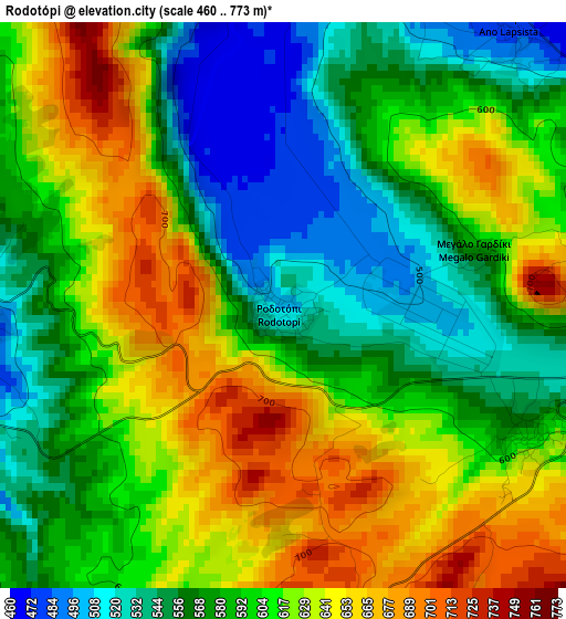 Rodotópi elevation map