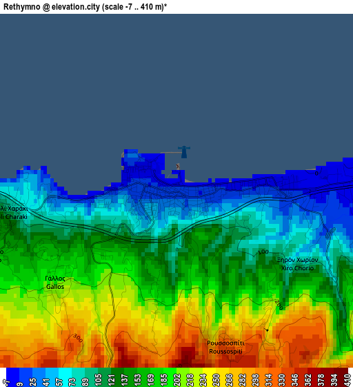 Rethymno elevation map