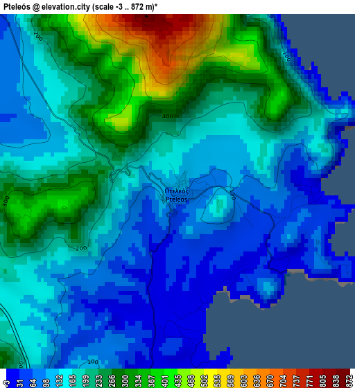 Pteleós elevation map