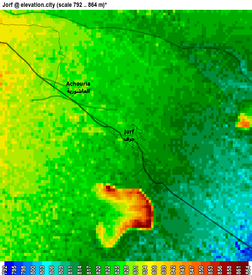 Jorf elevation map