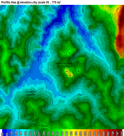 Profítis Ilías elevation map