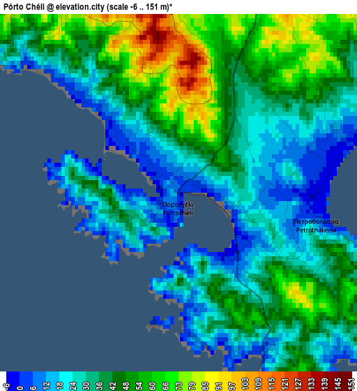 Pórto Chéli elevation map