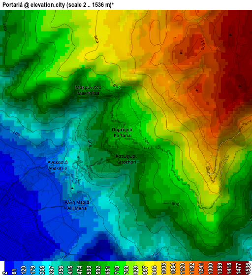 Portariá elevation map