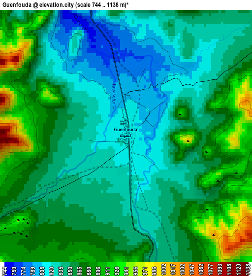 Guenfouda elevation map