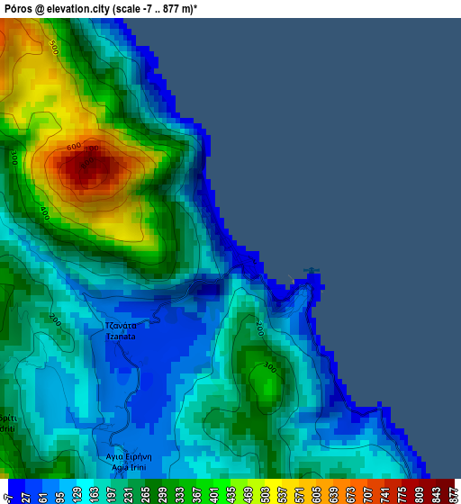 Póros elevation map