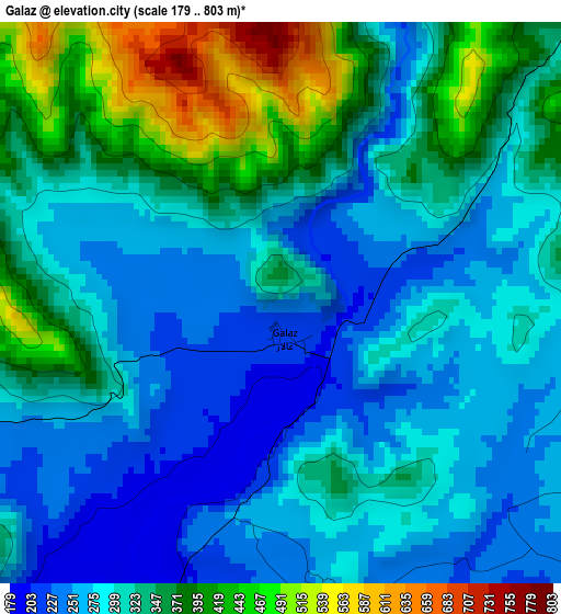 Galaz elevation map