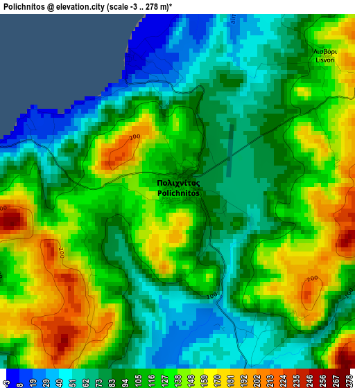 Polichnítos elevation map