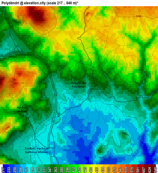 Polydéndri elevation map