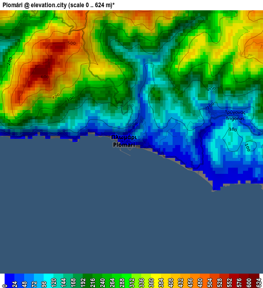 Plomári elevation map