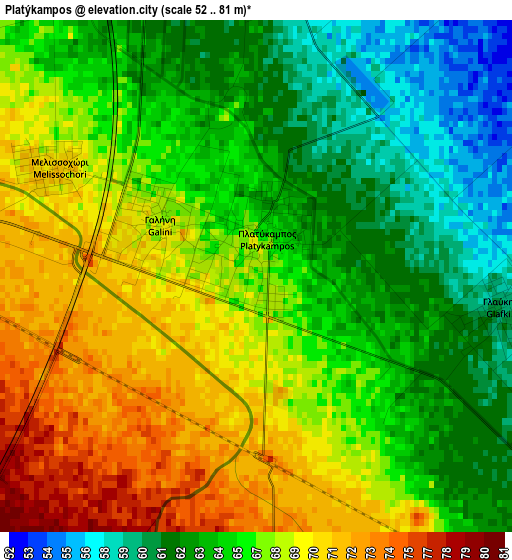 Platýkampos elevation map