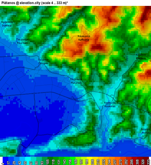 Plátanos elevation map