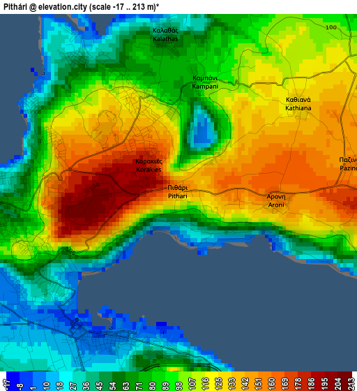 Pithári elevation map