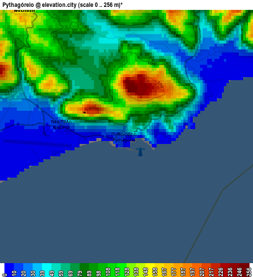 Pythagóreio elevation map