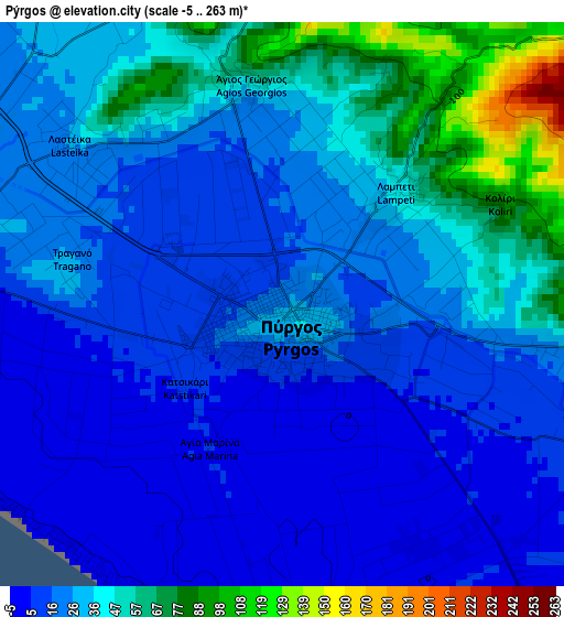 Pýrgos elevation map