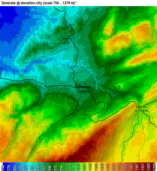 Demnate elevation map