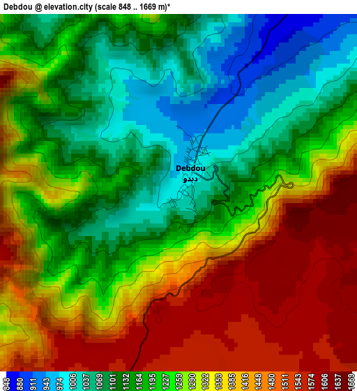 Debdou elevation map