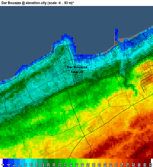 Dar Bouazza elevation map