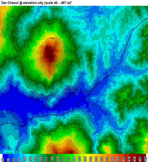Dar Chaoui elevation map