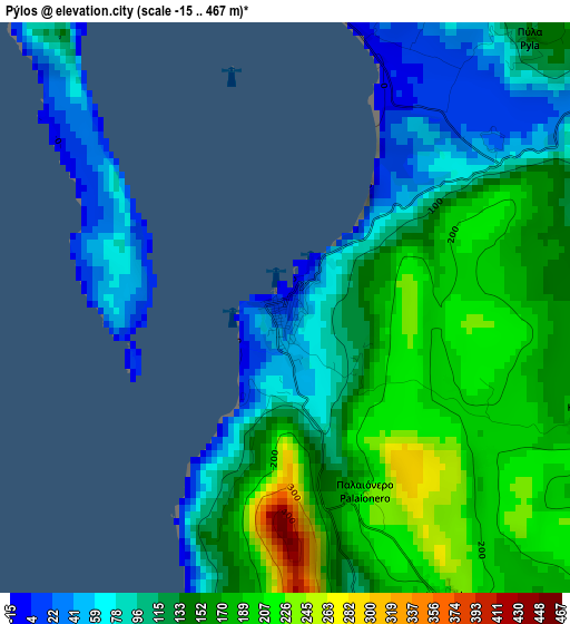 Pýlos elevation map