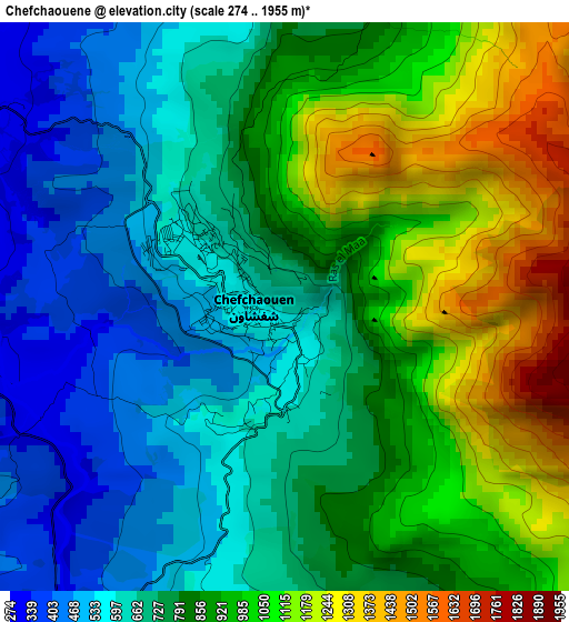 Chefchaouene elevation map