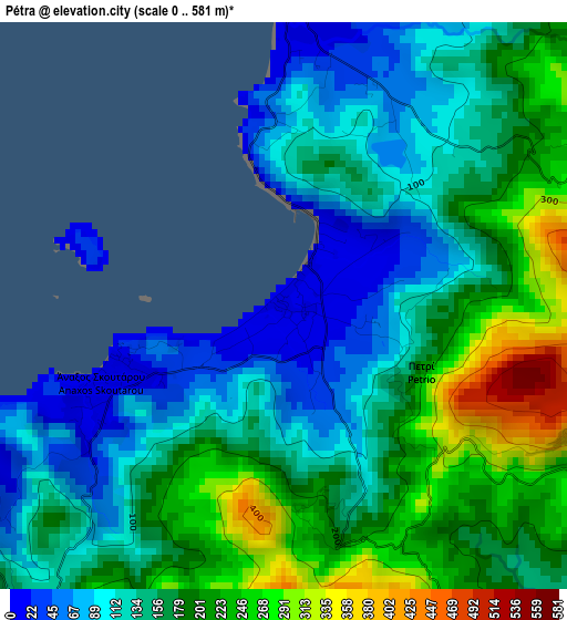 Pétra elevation map