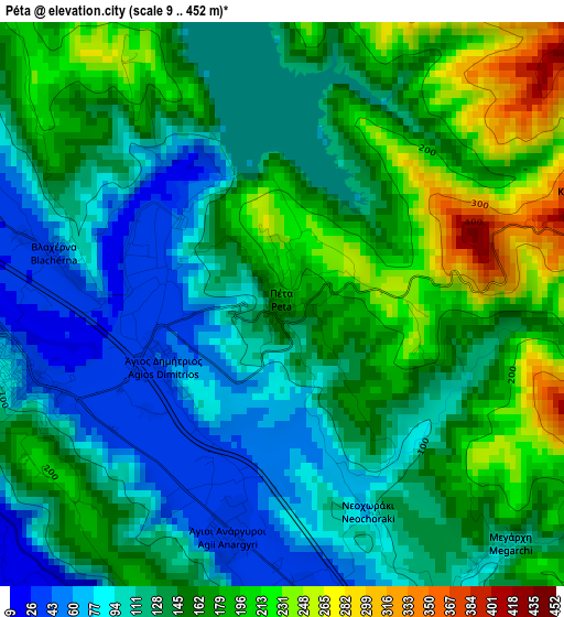 Péta elevation map
