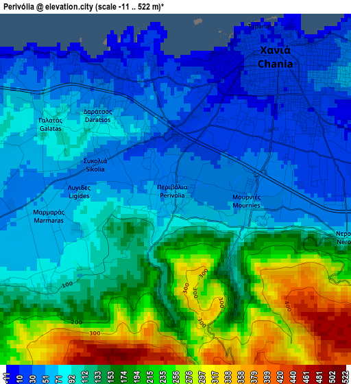 Perivólia elevation map