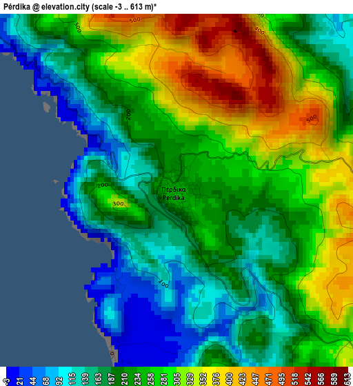 Pérdika elevation map