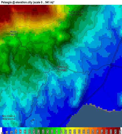 Pelasgía elevation map