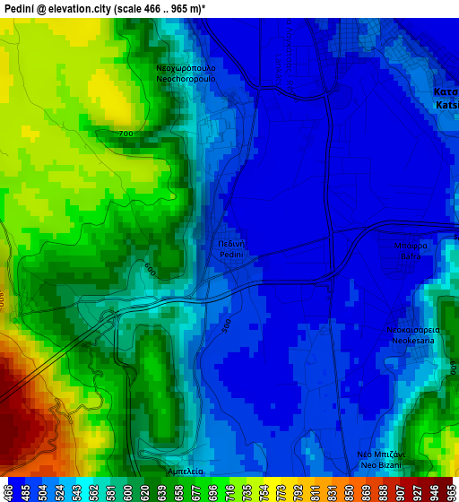 Pediní elevation map