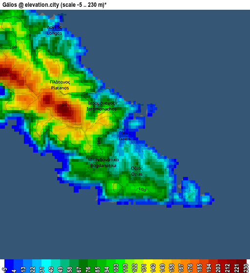 Gáïos elevation map