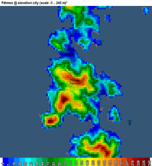 Pátmos elevation map