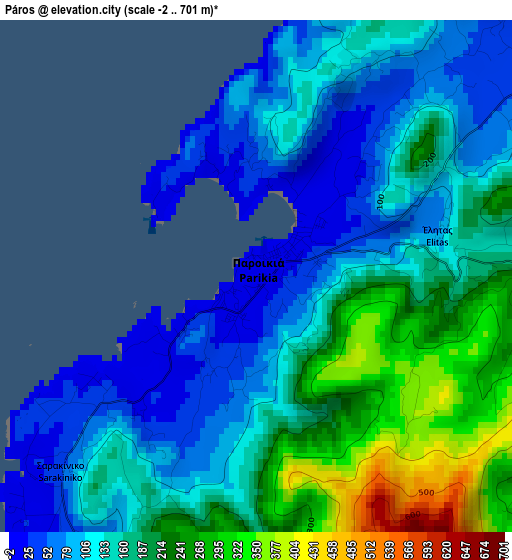 Páros elevation map