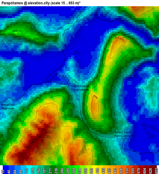 Parapótamos elevation map