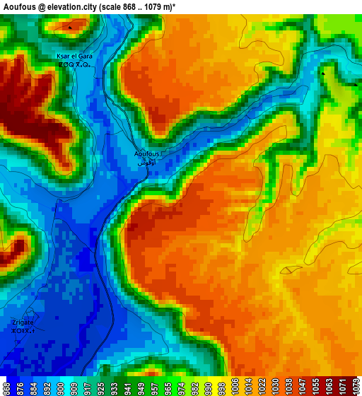 Aoufous elevation map