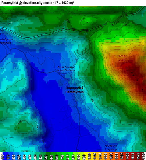 Paramythiá elevation map