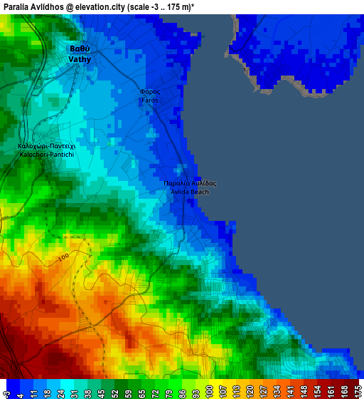 Paralía Avlídhos elevation map